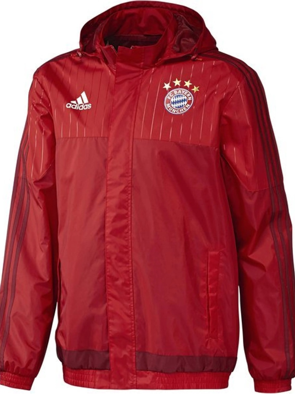FC Bayern Munchen Adidas Climastorm Rain Jacket Red 4 Stars Size S